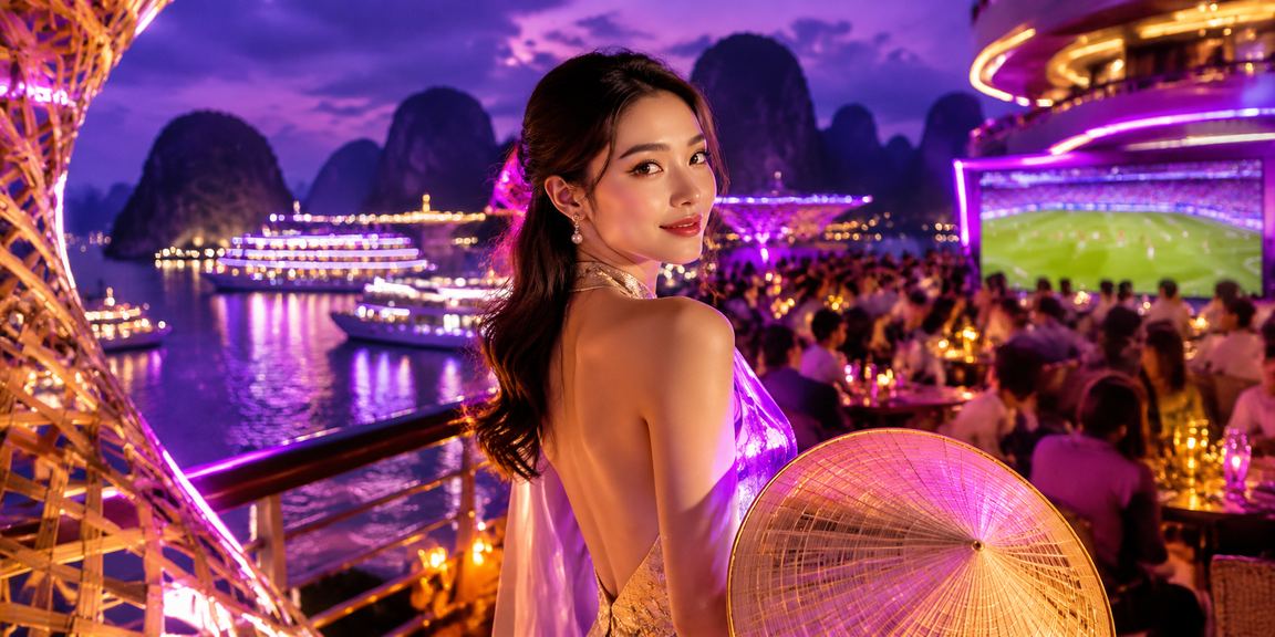 Người đội nón lá ngắm vịnh Hạ Long trong buổi chiều bình yên – biểu tượng cân bằng cuộc sống